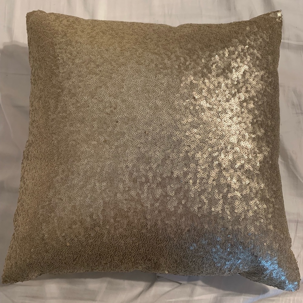 Champagne sequin accent pillow cover 17” square. (C)